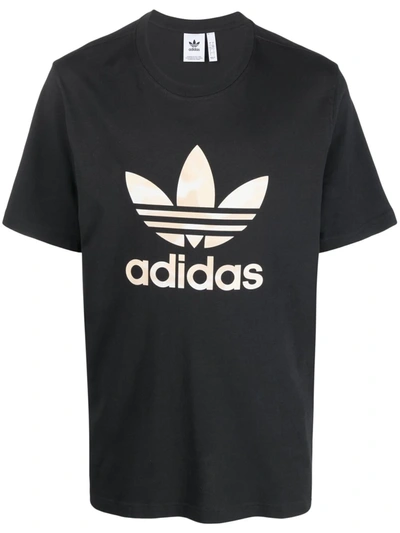 Adidas Originals Camouflage Trefoil-print Cotton T-shirt In Black