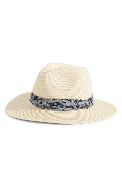Nordstrom Paisley Bandana Panama Hat In Tan Light Combo