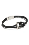 Ferragamo Braided Leather Bracelet In Black