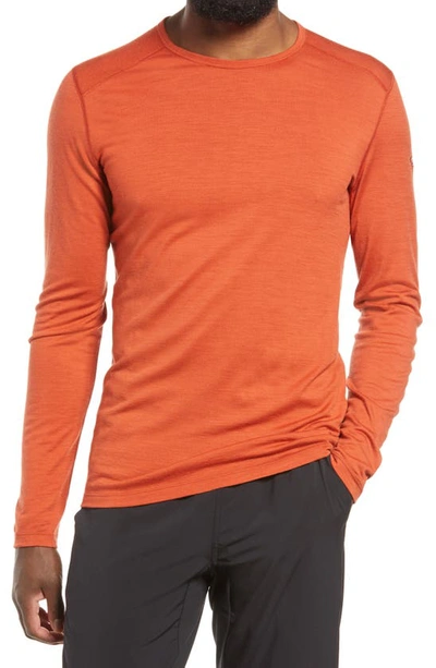 Icebreaker Oasis Long Sleeve Merino Wool Base Layer T-shirt In Roote