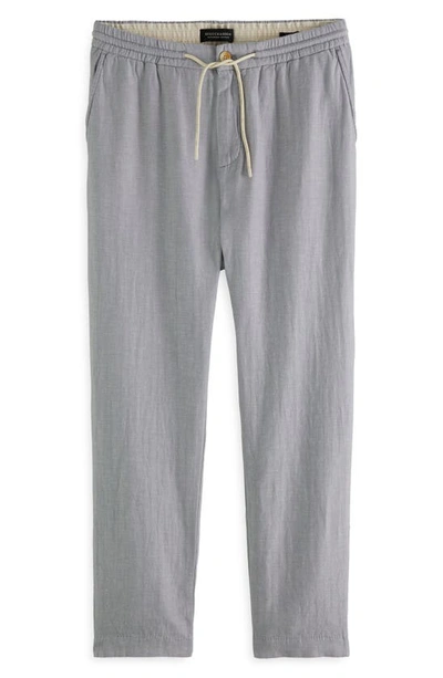 Scotch & Soda Men's Fave Linen-blend Drawstring Beach Pants In Grey