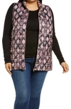Bobeau Quilted Puffer Vest In Withered Rose Snake