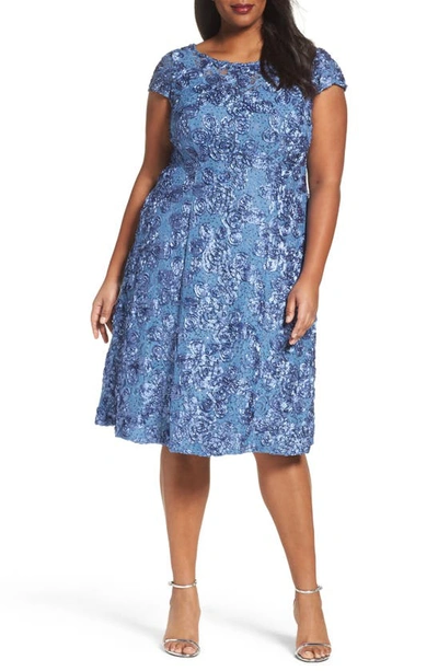 Alex Evenings Sequin Lace Cocktail Dress In Brush Periwinkle