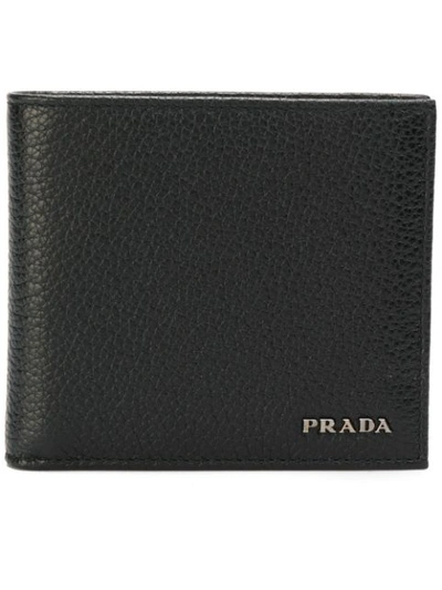 Prada Grained-leather Bi-fold Wallet In Black