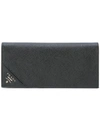 Prada Bi-fold Saffiano-leather Wallet In Black