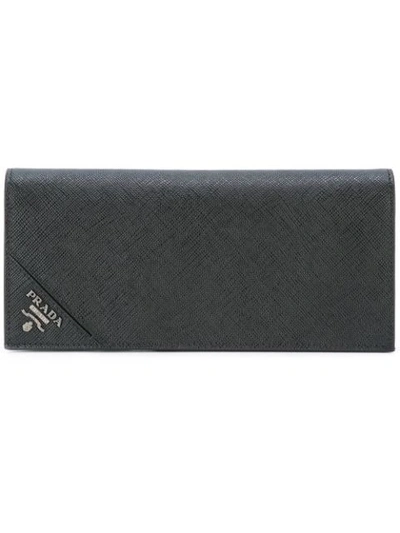 Prada Bi-fold Saffiano-leather Wallet In Black