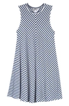 Nordstrom Kids' Easy Knit Dress In Navy Denim- Ivory Stripe