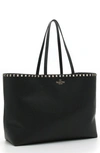 Valentino Garavani Rockstud Leather Tote In Nero Black