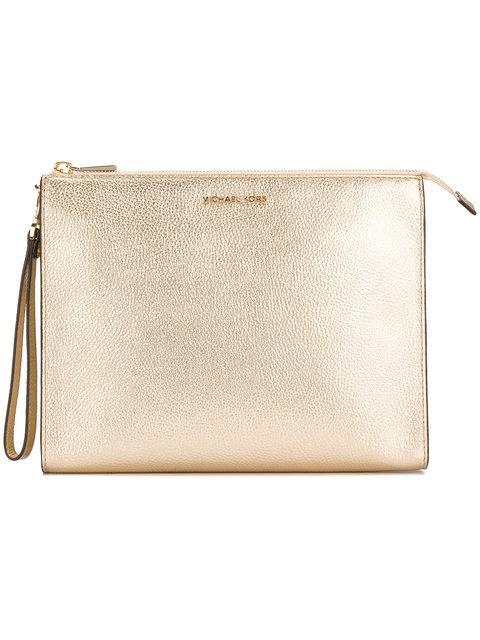 Michael Michael Kors Metallic Grained Clutch | ModeSens