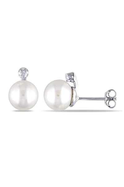 Delmar Created White Sapphire & 12-12.5mm White Freshwater Pearl Pendant