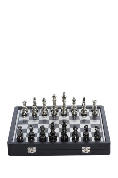 Willow Row Black Aluminum Traditional Chess Game Set