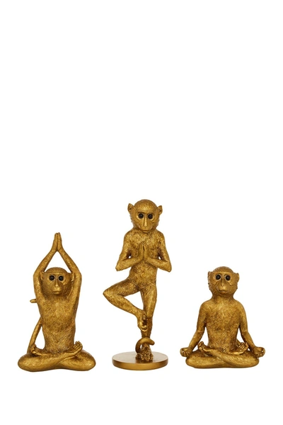 Willow Row Gold Polystone Eclectic Monkey Sculpture