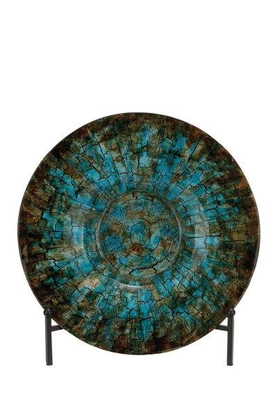Willow Row Green Traditional Glass Charger Plate