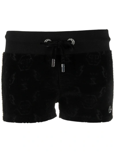 Philipp Plein Logo-plaque Jogging Shorts In Black