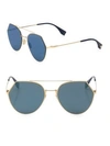 Fendi 55mm Notched Aviator Sunglasses In Blue
