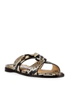 Jimmy Choo Atia Snake-print Flat Slide Sandals In Natural Snake