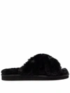 Michael Michael Kors Women's Lala Faux Fur Crisscross Slippers In Black