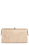 Hobo 'lauren' Leather Double Frame Clutch In Buffed Beige Gold