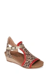 Naot Fiona Wedge Sandal In Cheetah/kiss Red/radiant Gold