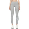 Nike Grey Sportswear Essential Swoosh Leggings In Dark Grey Heather/white