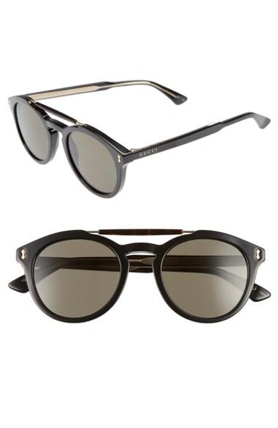 Gucci Vintage Pilot 50mm Sunglasses In Black/ Grey
