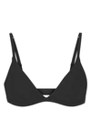 Skims Cotton Stretch Jersey Triangle Bralette In Soot