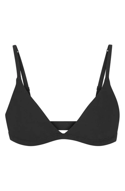 Skims Triangle Stretch-cotton Jersey Bralette In Soot