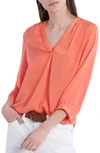 Vince Camuto Rumple Fabric Blouse In Bright Coral Orange