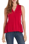 Vince Camuto Sleeveless Rumple Ruffle Blouse In Fresh Berry