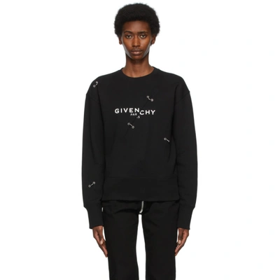 Givenchy Ring-embellished Logo Print Sweatshirt In Black