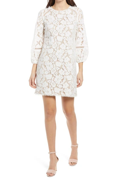 Vince Camuto Balloon Sleeve Lace Dress In Ivory