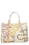 Vince Camuto Orla Canvas Tote In Coiled Snake Print Multi