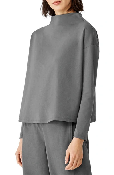 Eileen Fisher Funnel Neck Top In Slate