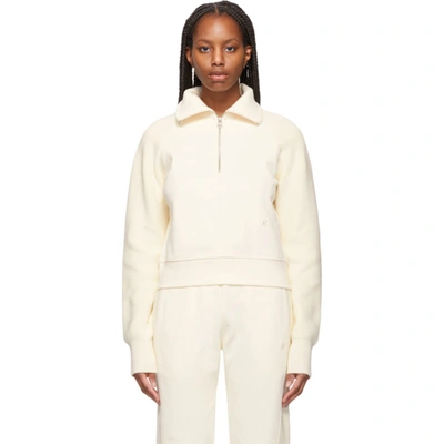 Helmut Lang Ribbed Knit-paneled French Cotton-terry Track Pants In Ivory