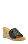 Andre Assous Women's Analise Square Toe Quilted Leather Espadrille Wedge Sandals In Black