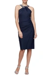 Alex Evenings Embellished Dress In Navy