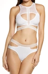 Coquette Mesh & Strap Detail Bra & Briefs Set In White