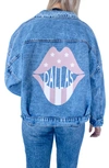 Rivalry Runway Lips Print Denim Jacket In Dallas