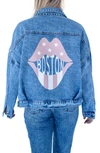 Rivalry Runway Lips Print Denim Jacket In Boston