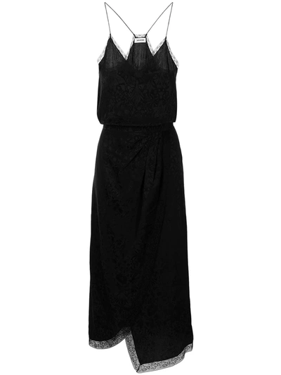 Zadig & Voltaire Womens Noir Rixi Jacquard-floral Print Slip Dress Xs In Black