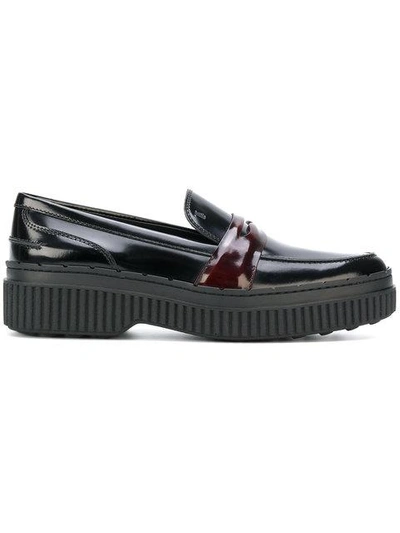 Tod's Classic Platform Loafers In Nero
