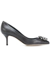 Dolce & Gabbana Embellished Pointed Pumps In Grey