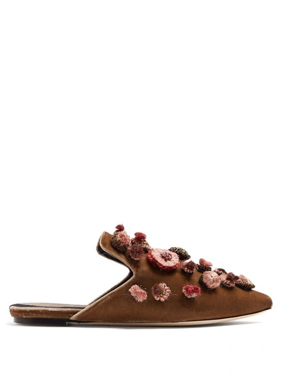 Sanayi313 Bambolone Knot-embellished Velvet Slipper Shoes In Multi