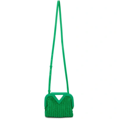 Bottega Veneta Green Point Small Crochet Leather Top Handle Bag