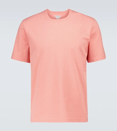 Bottega Veneta Cotton Jersey Crewneck T-shirt In Pink & Purple