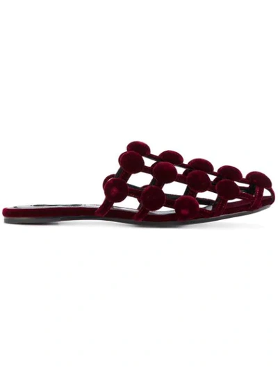 Alexander Wang Amelia Embellished Velvet Slippers In Maroon