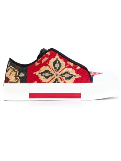 Alexander Mcqueen Needlepoint Platform Low-top Sneaker In Multicolour