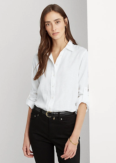 Lauren Petite Linen Shirt In White