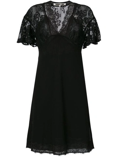 Mcq By Alexander Mcqueen Lace Panel Butterfly Sleeve Dress In Black