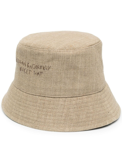 Ruslan Baginskiy Embroidered-logo Bucket Hat In Brown